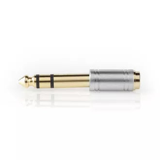 Nedis CAGC23930ME- Stereo Audio Adapter | Stecker 6,35mm | 3,5mm Buchse | Vergoldet | Gerade | Metall | Silber | 1 Stück