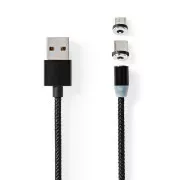 Nedis CCGB60630BK20 - USB 2.0 Kabel | USB Micro-B Stecker / USB-C™ Stecker | 10 W | 2,00 m | Rund | Schwarz