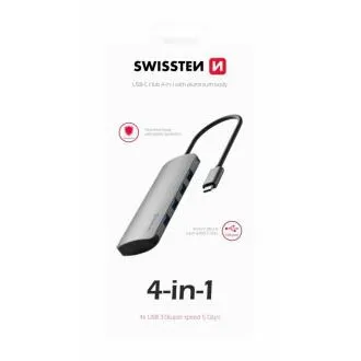 SWISSTEN USB-C-Hub 4-in-1 (4x USB 3.0) Aluminium SWISSTEN USB-C-Hub 4-in-1 (4x USB 3.0) Aluminium