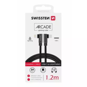 SWISSTEN TEXTIL DATENKABEL ARCADE USB-C / LIGHTNING 1,2 M SCHWARZ