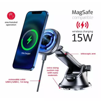 MAGNETIC CAR HOLDER SWISSTEN WITH WIRELESS CHARGING 15W DASHBOARD (MagSafe kompatibel) MAGNETIC CAR HOLDER SWISSTEN WITH WIRELESS CHARGING 15W DASHBOARD (MagSafe kompatibel)