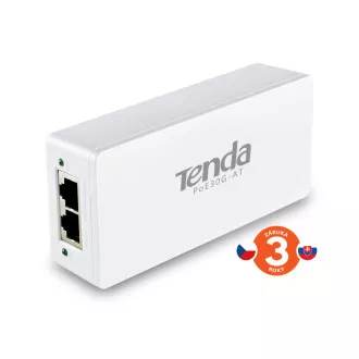 Tenda PoE30G-AT - Gigabit Power Injector, 30W, 48V, 802.3at/802.3af, PD Autodet., 2x GbE LAN Tenda PoE30G-AT - Gigabit Power Injector, 30W, 48V, 802.3at/802.3af, PD Autodet., 2x GbE LAN