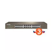 Tenda TEG1024D - 24-Port Gigabit Ethernet Switch, 10/100/1000 Mbps, lüfterlos, Rackmount, Metall