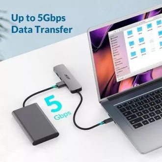 Acer 5IN1 Mini Dock statioType- C Dongle, 1x HDMI (bis zu 3840x2160@60hz), 3x USB 3.0 5Gbps Ports, 1x Type-C bis zu 100W PD Port (Host)