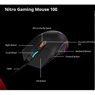 ACER NITRO Maus NMW100, schwarz, bis zu 7200 DPI, kabelgebunden, 6 Tasten, Verkaufsverpackung ACER NITRO Maus NMW100, schwarz, bis zu 7200 DPI, kabelgebunden, 6 Tasten, Verkaufsverpackung
