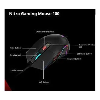 ACER NITRO Maus NMW100, schwarz, bis zu 7200 DPI, kabelgebunden, 6 Tasten, Verkaufsverpackung ACER NITRO Maus NMW100, schwarz, bis zu 7200 DPI, kabelgebunden, 6 Tasten, Verkaufsverpackung