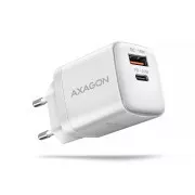 AXAGON ACU-PQ20W ACU-PQ20W Netzadapter 20W, 2x Anschluss (USB-A   USB-C), PD3.0/PPS/QC4 /AFC/Apple, weiß