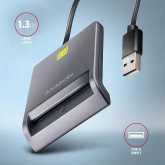 AXAGON CRE-SM3T, USB-A FlatReader Kontaktkartenleser Smartcard (eObčanka), Kabel 1,3m AXAGON CRE-SM3T, USB-A FlatReader Kontaktkartenleser Smartcard (eObčanka), Kabel 1,3m