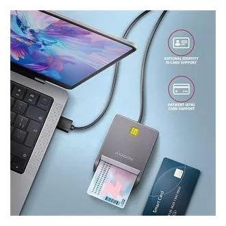 AXAGON CRE-SM3T, USB-A FlatReader Kontaktkartenleser Smartcard (eObčanka), Kabel 1,3m AXAGON CRE-SM3T, USB-A FlatReader Kontaktkartenleser Smartcard (eObčanka), Kabel 1,3m