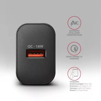 AXAGON ACU-QC18, 18W Netzladegerät, 1x USB-A Anschluss, QC3.0/AFC/Apple, schwarz AXAGON ACU-QC18, 18W Netzladegerät, 1x USB-A Anschluss, QC3.0/AFC/Apple, schwarz