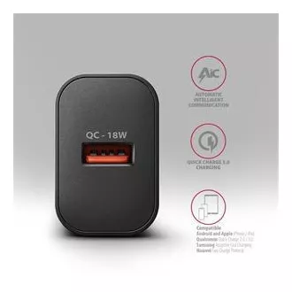 AXAGON ACU-QC18, 18W Netzladegerät, 1x USB-A Anschluss, QC3.0/AFC/Apple, schwarz AXAGON ACU-QC18, 18W Netzladegerät, 1x USB-A Anschluss, QC3.0/AFC/Apple, schwarz