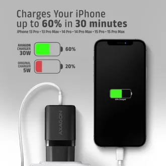 AXAGON ACU-PD30, Ladegerät 30W, 1x USB-C Anschluss, PD3.0/PPS/QC4 /SFC/AFC/Apple, schwarz AXAGON ACU-PD30, Ladegerät 30W, 1x USB-C Anschluss, PD3.0/PPS/QC4 /SFC/AFC/Apple, schwarz