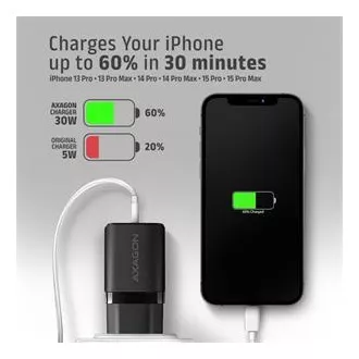 AXAGON ACU-PD30, Ladegerät 30W, 1x USB-C Anschluss, PD3.0/PPS/QC4 /SFC/AFC/Apple, schwarz AXAGON ACU-PD30, Ladegerät 30W, 1x USB-C Anschluss, PD3.0/PPS/QC4 /SFC/AFC/Apple, schwarz