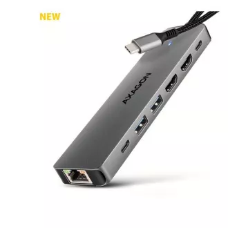 AXAGON HMC-7HX2, USB 5Gbps Hub, 2x USB-A, USB-C, 2x HDMI 4k/60Hz, RJ-45 GLAN, PD 100W, USB-C Kabel 15cm AXAGON HMC-7HX2, USB 5Gbps Hub, 2x USB-A, USB-C, 2x HDMI 4k/60Hz, RJ-45 GLAN, PD 100W, USB-C Kabel 15cm