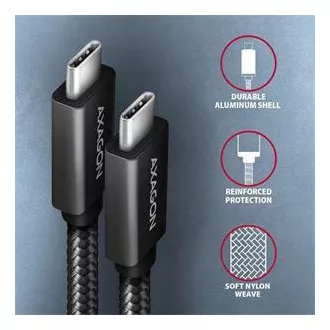 AXAGON BUCM32-CM05AB, SPEED Kabel USB-C <-> USB-C, 0.5m, USB 20Gbps, PD 100W 5A, 4K HD, ALU, Geflecht, schwarz AXAGON BUCM32-CM05AB, SPEED Kabel USB-C <-> USB-C, 0.5m, USB 20Gbps, PD 100W 5A, 4K HD, ALU, Geflecht, schwarz