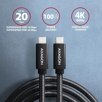 AXAGON BUCM32-CM05AB, SPEED Kabel USB-C <-> USB-C, 0.5m, USB 20Gbps, PD 100W 5A, 4K HD, ALU, Geflecht, schwarz AXAGON BUCM32-CM05AB, SPEED Kabel USB-C <-> USB-C, 0.5m, USB 20Gbps, PD 100W 5A, 4K HD, ALU, Geflecht, schwarz