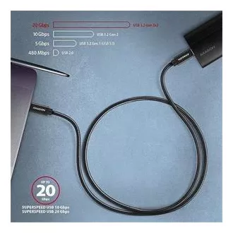 AXAGON BUCM32-CM05AB, SPEED Kabel USB-C <-> USB-C, 0.5m, USB 20Gbps, PD 100W 5A, 4K HD, ALU, Geflecht, schwarz AXAGON BUCM32-CM05AB, SPEED Kabel USB-C <-> USB-C, 0.5m, USB 20Gbps, PD 100W 5A, 4K HD, ALU, Geflecht, schwarz