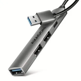 AXAGON HUE-STA, 4x USB-ALU-STRIP-Hub, 1x USB-A 5 Gbit/s, 2x USB-A und 1x USB-C 480 Mbit/s, USB-A-Kabel 12 cm AXAGON HUE-STA, 4x USB-ALU-STRIP-Hub, 1x USB-A 5 Gbit/s, 2x USB-A und 1x USB-C 480 Mbit/s, USB-A-Kabel 12 cm