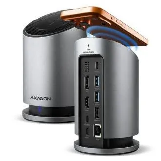 AXAGON HMC-WL9, USB-Hub mit 10 Gbit/s und Qi, 3x USB-A, USB-C, HDMI & DP 4k/60 Hz, RJ-45-GLAN, PD 100 W, USB-C-Kabel 60 cm AXAGON HMC-WL9, USB-Hub mit 10 Gbit/s und Qi, 3x USB-A, USB-C, HDMI & DP 4k/60 Hz, RJ-45-GLAN, PD 100 W, USB-C-Kabel 60 cm