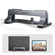 AXAGON STND-VG – vertikaler Laptop-Ständer aus Aluminium für 10"-17,3"-Geräte, verstellbarer Abstand, grau