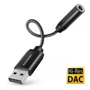 AXAGON ADA-HA, Hi-Res-DAC-Audioadapter (USB-A auf 3,5-mm-Klinkenstecker), 384 kHz/32 Bit, Stereo