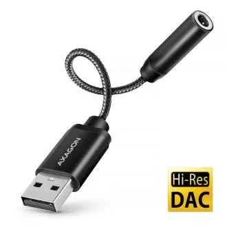 AXAGON ADA-HA, Hi-Res-DAC-Audioadapter (USB-A auf 3,5-mm-Klinkenstecker), 384 kHz/32 Bit, Stereo