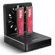 AXAGON ADSA-M2C22, USB-C-Dockingstation mit 20 Gbit/s für 2× M.2 NVMe/SATA-SSDs mit Klonfunktion