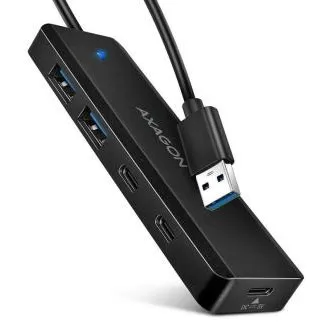 AXAGON HUE-C2A, 4× USB 5 Gbit/s TRAVEL-Hub, 2× USB-A 2× USB-C, USB-C-Stromversorgung, USB-A-Kabel 19 cm AXAGON HUE-C2A, 4× USB 5 Gbit/s TRAVEL-Hub, 2× USB-A 2× USB-C, USB-C-Stromversorgung, USB-A-Kabel 19 cm