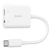 Belkin USB-C Adapter/Hülse 1x USB-C M/ 1x USB-C F Leistung 60W   1x 3,5mm Klinke, weiß