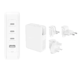 Belkin BOOST CHARGE™ 140W 4-Port USB-C Power Delivery GaN PPS Wand-Ladegerät UK, EU, US-Adapter, Weiß Belkin BOOST CHARGE™ 140W 4-Port USB-C Power Delivery GaN PPS Wand-Ladegerät UK, EU, US-Adapter, Weiß