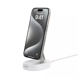 Belkin BOOST CHARGE™ PRO Qi2 15W Magnetische Ladestation, konvertierbar, ohne Adapter, weiß
