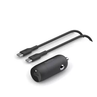 Belkin BOOSTCHARGE™ 30W USB-C Power Delivery PPS Autoladegerät   1m USB-C auf USB-C Kabel, Schwarz
