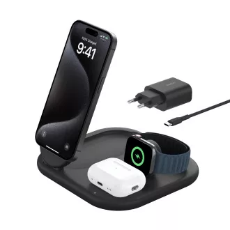 Belkin BOOST CHARGE™ Qi2 15W 3in1 Magnetischer Ladeständer, faltbar, schwarz Belkin BOOST CHARGE™ Qi2 15W 3in1 Magnetischer Ladeständer, faltbar, schwarz