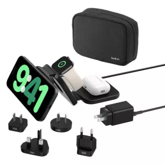 Belkin BOOST CHARGE™ PRO Qi2 3in1 Wireless Foldable Travel Pad für iPhone/Apple Watch/AirPods, Schwarz   Adapter
