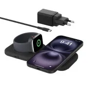 Belkin BOOST CHARGE PRO Qi2 2-in-1 kabelloses, zusammenklappbares Reiseladepad für iPhone/Apple Watch/AirPods, schwarz