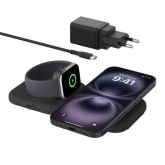 Belkin BOOST CHARGE PRO Qi2 2-in-1 kabelloses, zusammenklappbares Reiseladepad für iPhone/Apple Watch/AirPods, schwarz Belkin BOOST CHARGE PRO Qi2 2-in-1 kabelloses, zusammenklappbares Reiseladepad für iPhone/Apple Watch/AirPods, schwarz