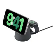 Belkin BOOST CHARGE PRO Qi2 2-in-1-Ladestation für iPhone/Apple Watch/AirPods, dunkelgrau