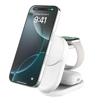 Belkin UltraCharge Qi2 25 W 3-in-1-Magnetladegerät für iPhone/Apple Watch/AirPods, weiß