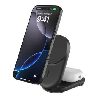 Belkin UltraCharge Qi2 25 W 2-in-1-Magnet-Klappladegerät für iPhone/AirPods, mit USB-C, schwarz Belkin UltraCharge Qi2 25 W 2-in-1-Magnet-Klappladegerät für iPhone/AirPods, mit USB-C, schwarz
