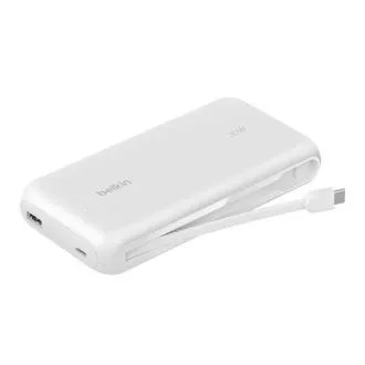 Belkin BOOST CHARGE USB-C Power Delivery Powerbank mit integriertem USB-C-Kabel, 20.000 mAh, 30 W, weiß Belkin BOOST CHARGE USB-C Power Delivery Powerbank mit integriertem USB-C-Kabel, 20.000 mAh, 30 W, weiß