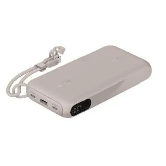 Belkin BOOST CHARGE USB-C Power Delivery Powerbank mit Display, 20.000 mAh, 20 W, sandfarben Belkin BOOST CHARGE USB-C Power Delivery Powerbank mit Display, 20.000 mAh, 20 W, sandfarben