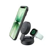 Belkin UltraCharge PRO Qi2 25 W 2-in-1-Magnetladegerät für iPhone/Apple Watch/AirPods, dunkelgrau