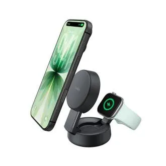 Belkin UltraCharge PRO Qi2 25 W 2-in-1-Magnetladegerät für iPhone/Apple Watch/AirPods, dunkelgrau