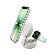 Belkin UltraCharge PRO Qi2 25 W 2-in-1-Magnetladegerät für iPhone/Apple Watch/AirPods, sandfarben