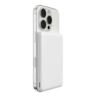 Belkin BOOST CHARGE Qi2 Magnetische kabellose Powerbank, 5000 mAh, schlank, weiß