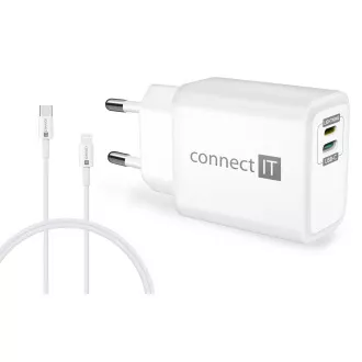 CONNECT IT DUPLEX Ladeadapter 1xLightning 1×USB-C, 20W, Kabel 27W, WEISS CONNECT IT DUPLEX Ladeadapter 1xLightning 1×USB-C, 20W, Kabel 27W, WEISS