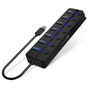 CONNECT IT Mighty Switch 2 USB-A-Hub, (4xUSB-A 3.0, 3xUSB-A 2.0), extern, SCHWARZ