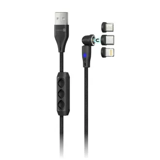 CONNECT IT Magnetic PowerLink 3in1 Kabel (USB-C/Lightning/MicroUSB), 2m, SCHWARZ