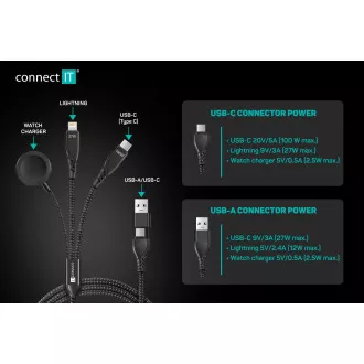 CONNECT IT Wirez 6in1 1x USB-C 1x Lightning 1x Watch Ladegerät 1,25 m SCHWARZ CONNECT IT Wirez 6in1 1x USB-C 1x Lightning 1x Watch Ladegerät 1,25 m SCHWARZ