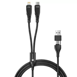 CONNECT IT Wirez 4in1 1x USB-C, 1x Lightning, 1,25 m, SCHWARZ
